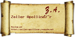 Zeller Apollinár névjegykártya